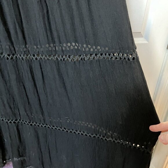 Vintage Jessica Maxi Dress Womens S Black Crochet Top Sheer Gauze Whimsigoth - Picture 3 of 6